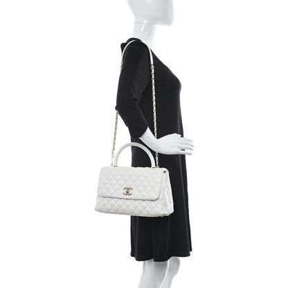 Chanel Iridescent Caviar Quilted Small Coco Handle Flap White 2 of 11