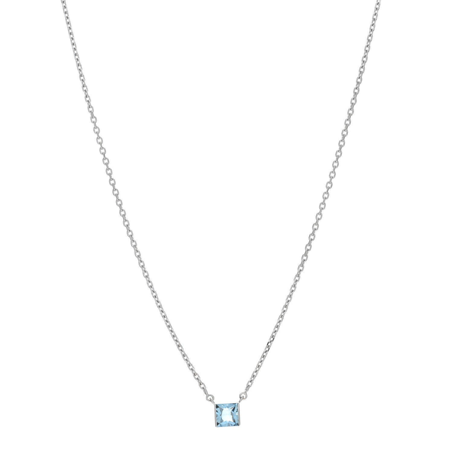 Cartier 18K White Gold Aquamarine Tank Pendant Necklace 1 of 4
