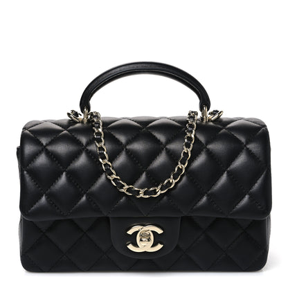 Chanel Lambskin Quilted Mini Top Handle Rectangular Flap Black 1 of 11
