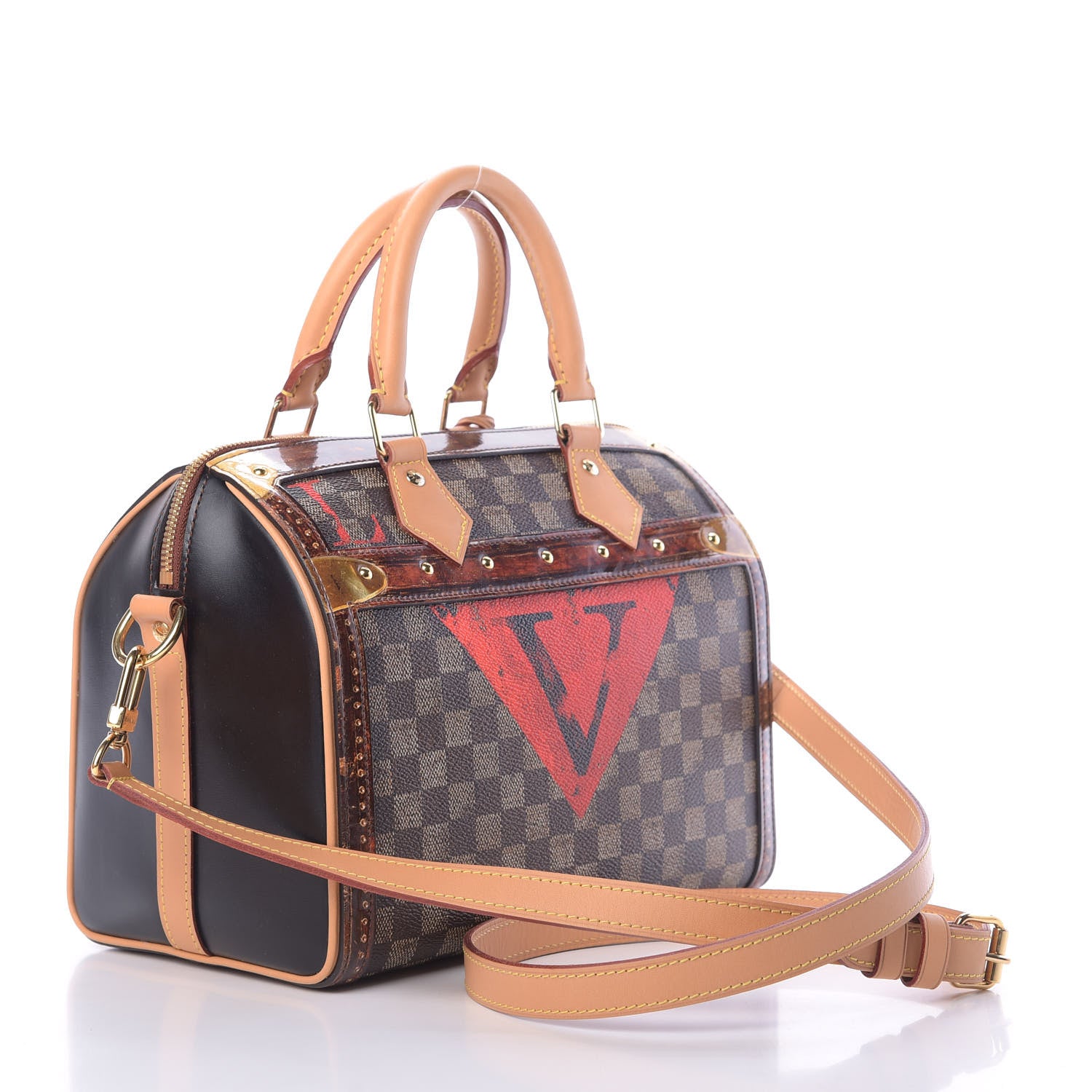 Louis Vuitton Transformed Damier Ebene Time Trunk Speedy Bandouliere 25 Black 3 of 11
