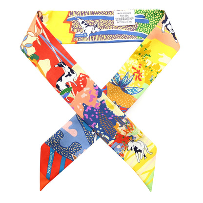 Hermes Silk En Liberte Twilly Jaune Vif Bleu Rouge 1 of 4