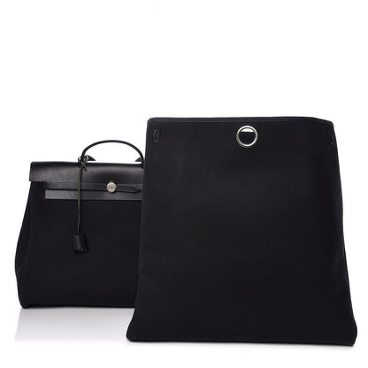 Hermes Toile Vache Calfskin Herbag 39 Black 3 of 10