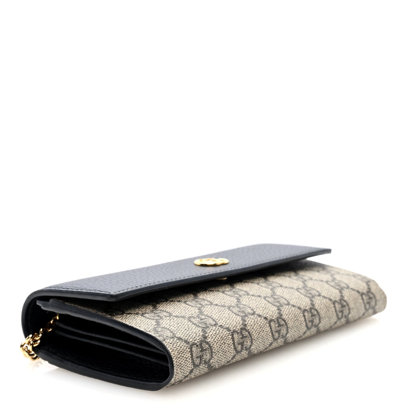 Dollar Calfskin GG Supreme Monogram Petite GG Marmont Wallet Chain Bag Black Beige Ebony