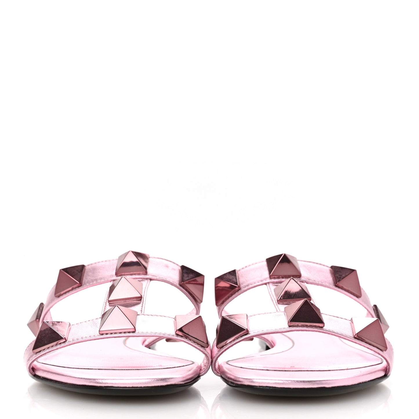 Metallic Nappa Roman Stud Flat Slide Sandals 36 Giacinto