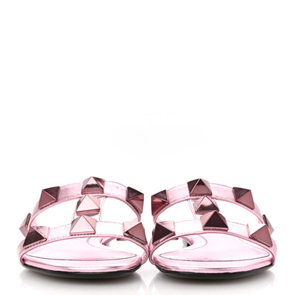 Valentino Garavani Metallic Nappa Roman Stud Flat Slide Sandals 36 Giacinto 3 of 12