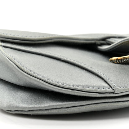 Christian Dior Satin Crystal Mini Saddle Bag Blue Gray 9 of 13