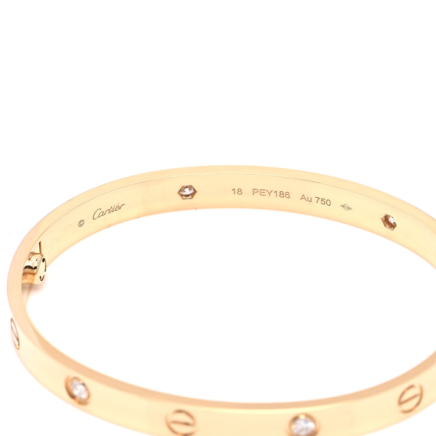 Cartier 18K Yellow Gold 4 Diamond LOVE Bracelet 18 5 of 7