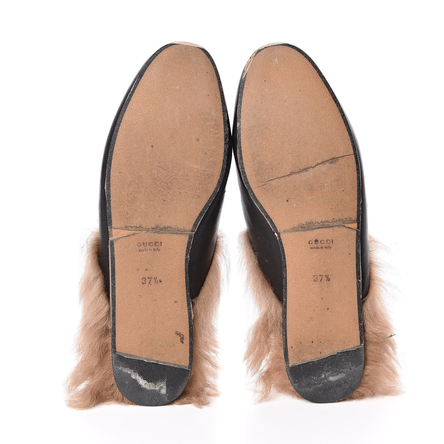 Calfskin Fur Womens Princetown Slippers 37.5 Black