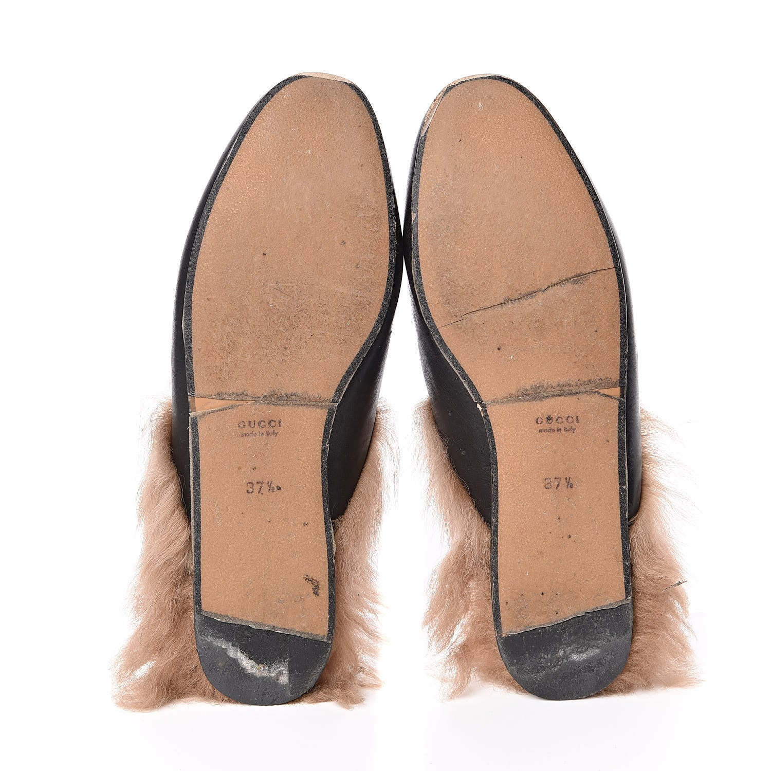 Gucci Calfskin Fur Womens Princetown Slippers 37.5 Black 6 of 10