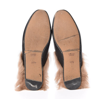 Gucci Calfskin Fur Womens Princetown Slippers 37.5 Black 6 of 10