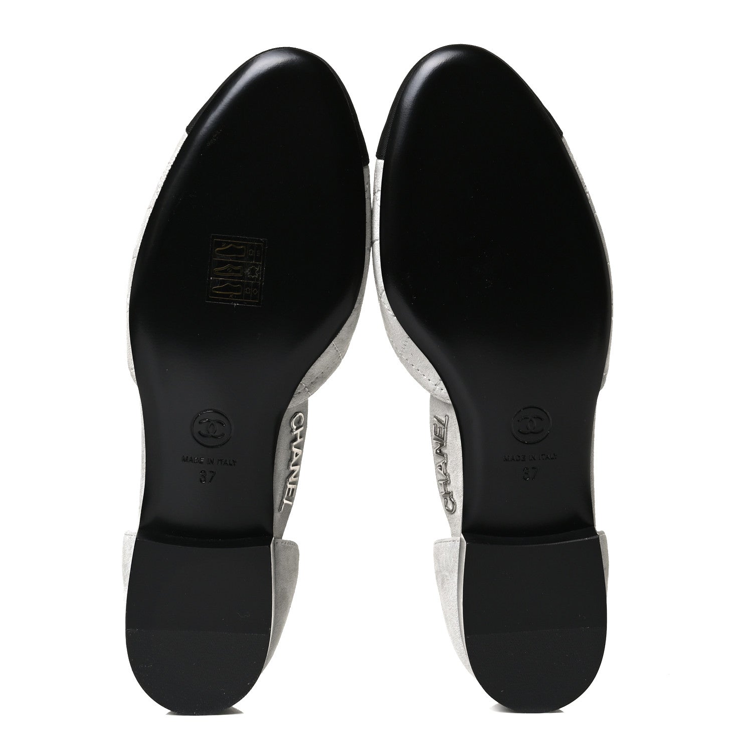 Chanel Suede Grosgrain Cap Toe CC Ankle Strap Sandals 37 Gray 7 of 13