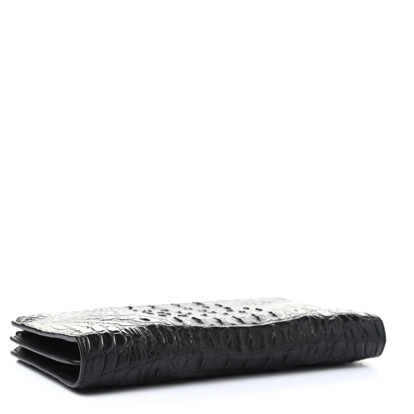 Crocodile Embossed Calfskin Clutch Black