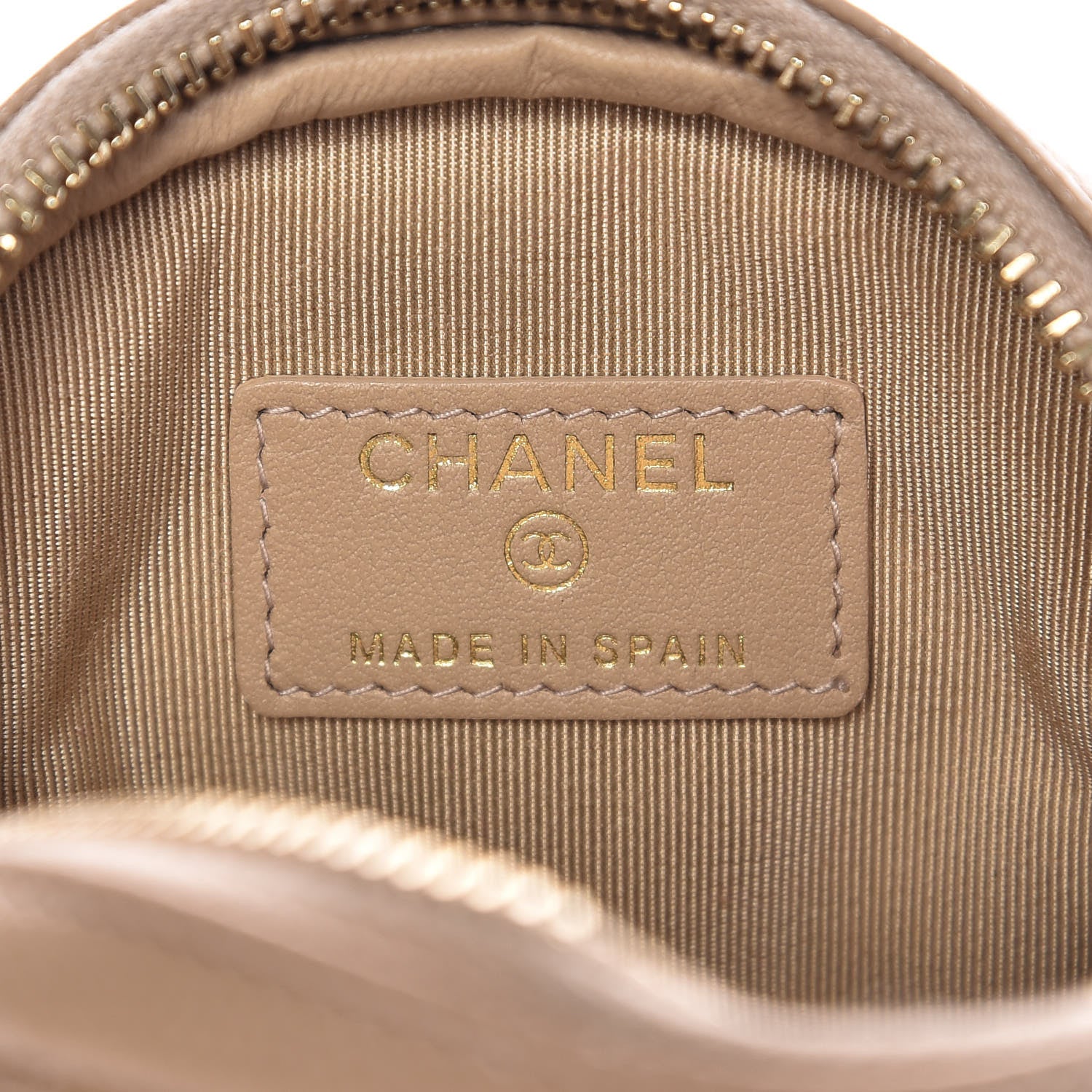 Chanel Caviar Quilted Zip Around Classic Coin Purse Beige 6 of 8