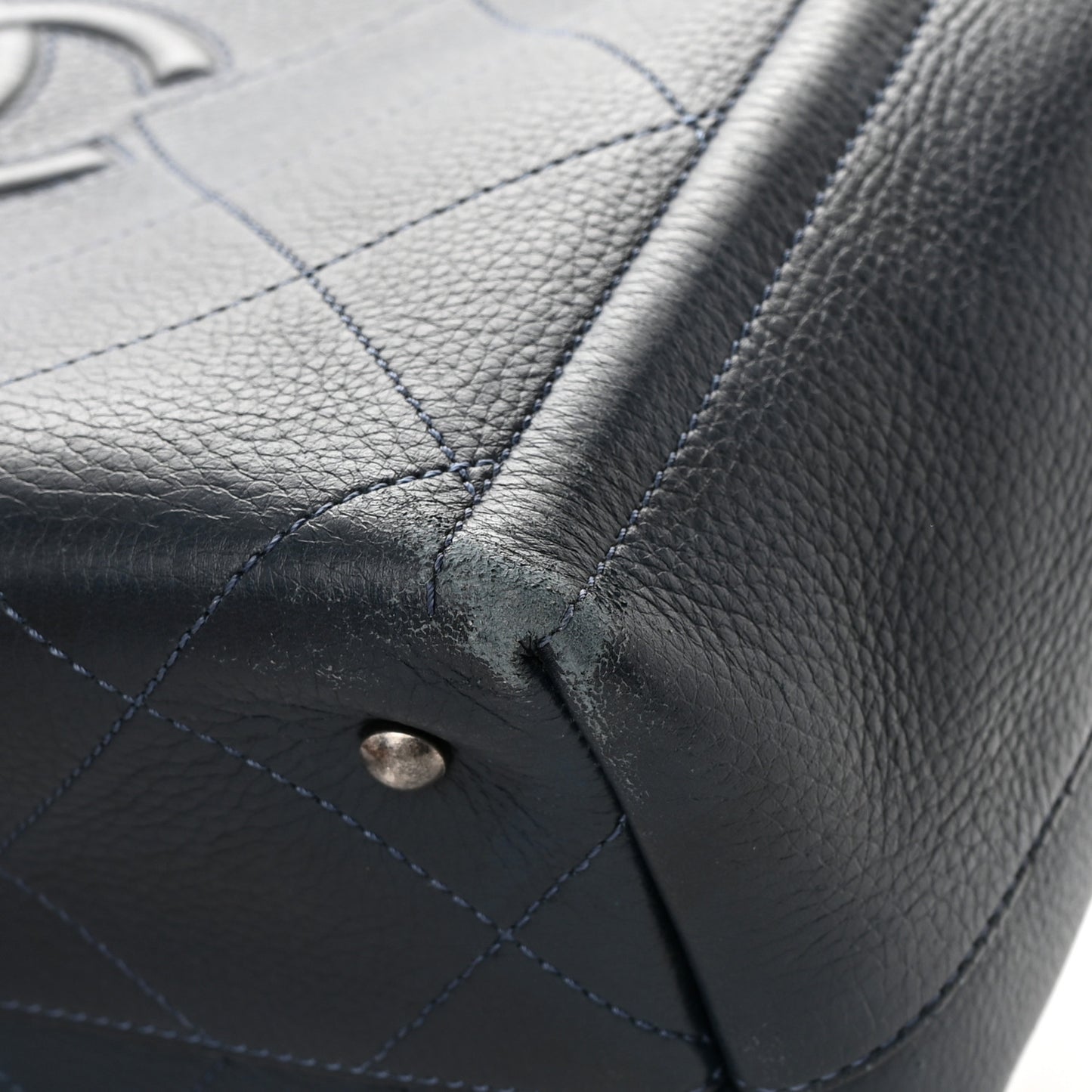 Deerskin Stitched Medium CC Shopping Tote Navy