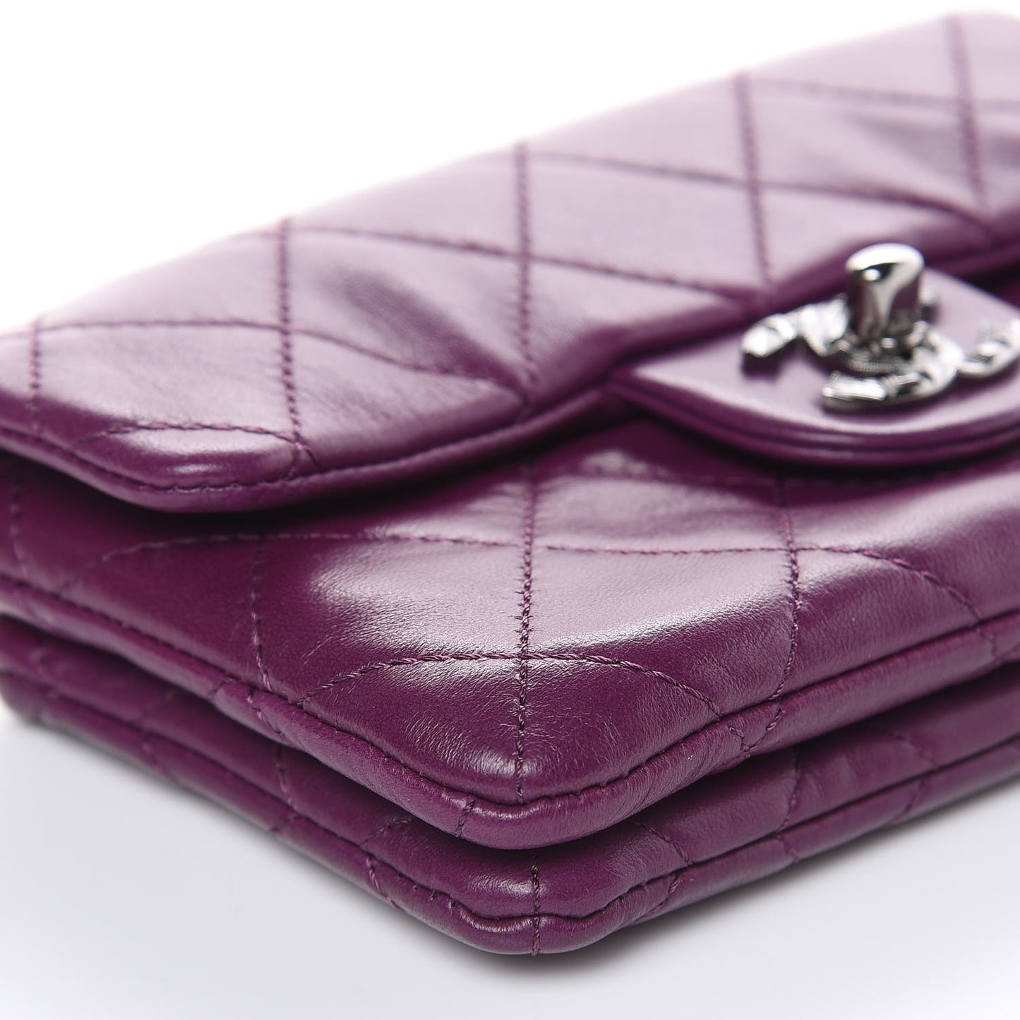 Lambskin Quilted Mini Mineral Nights Flap Crossbody Bag Purple