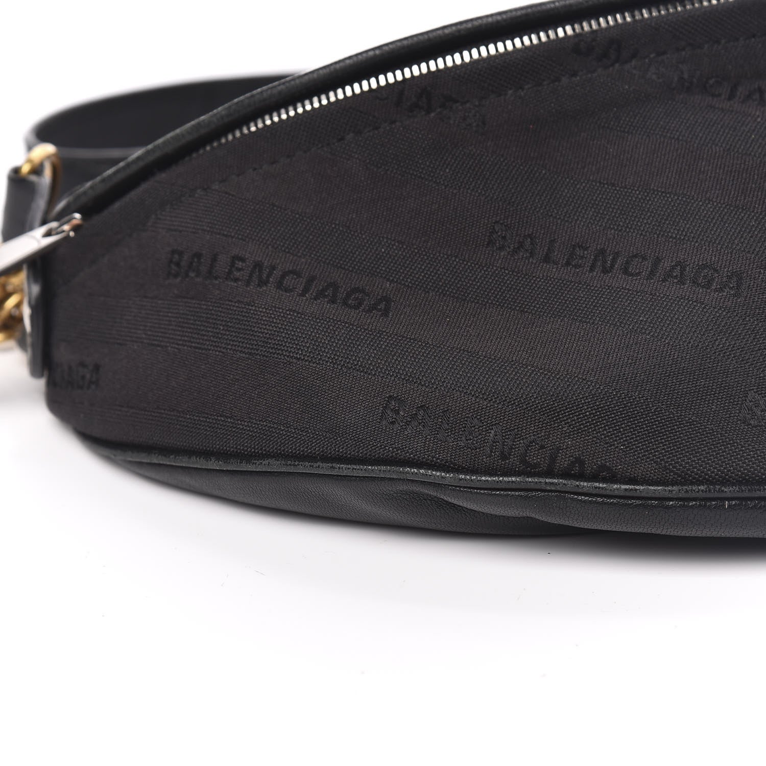 Balenciaga Canvas Jacquard Diagonal Allover Logo XS Souvenir Belt Bag Black 8 of 11