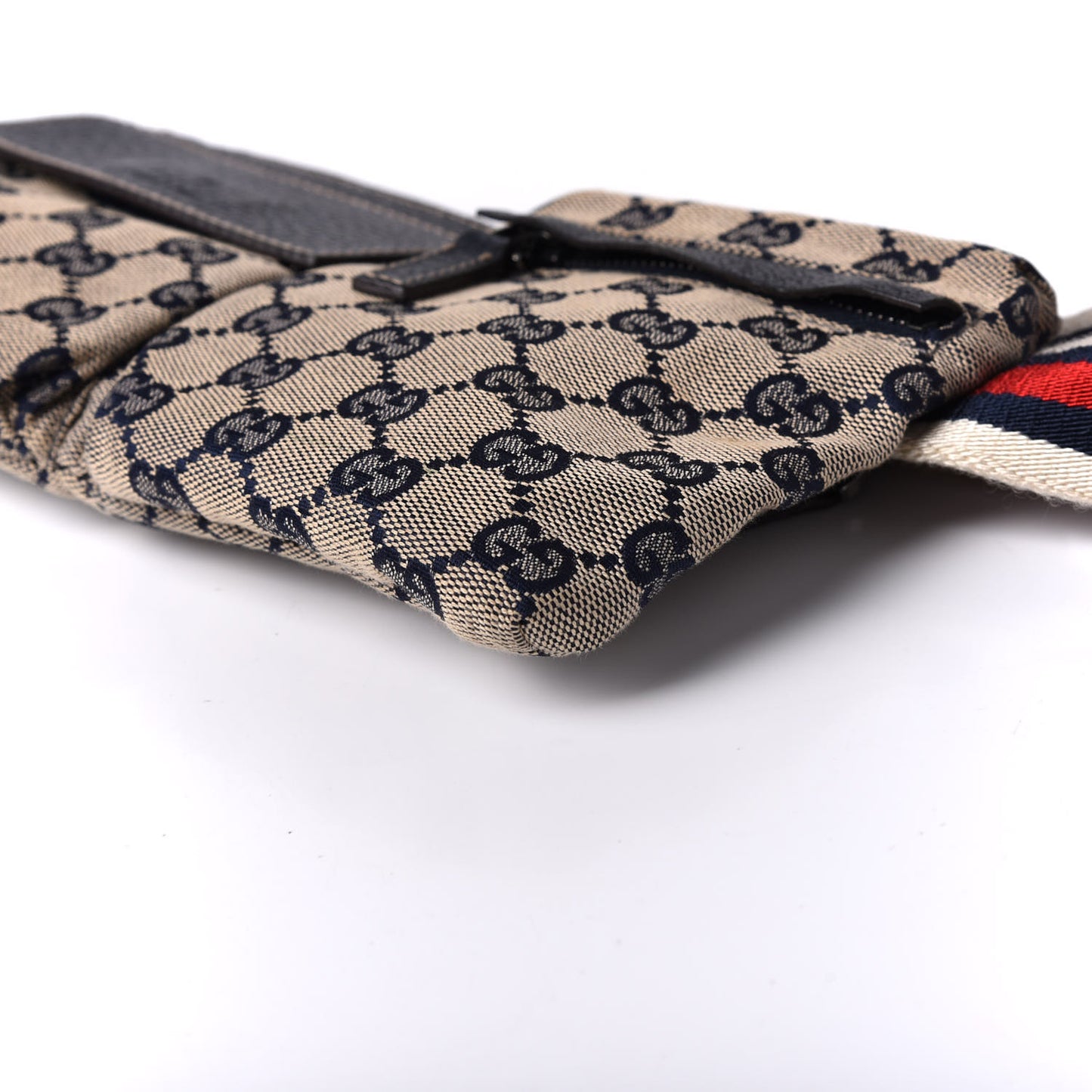 GG Monogram Web Double Pocket Belt Bag Navy