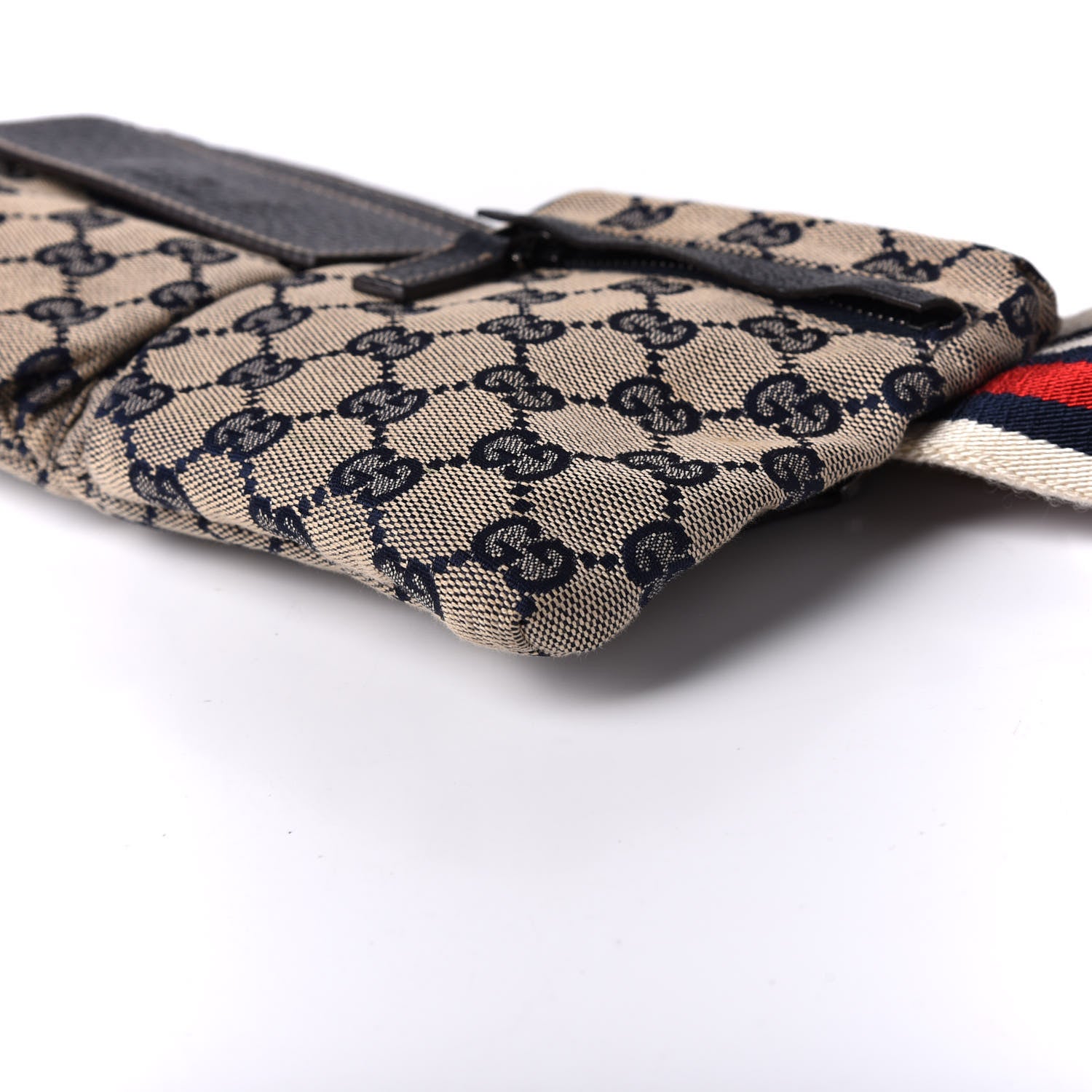 Gucci GG Monogram Web Double Pocket Belt Bag Navy 6 of 8