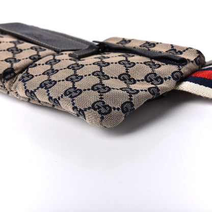 Gucci GG Monogram Web Double Pocket Belt Bag Navy 6 of 8