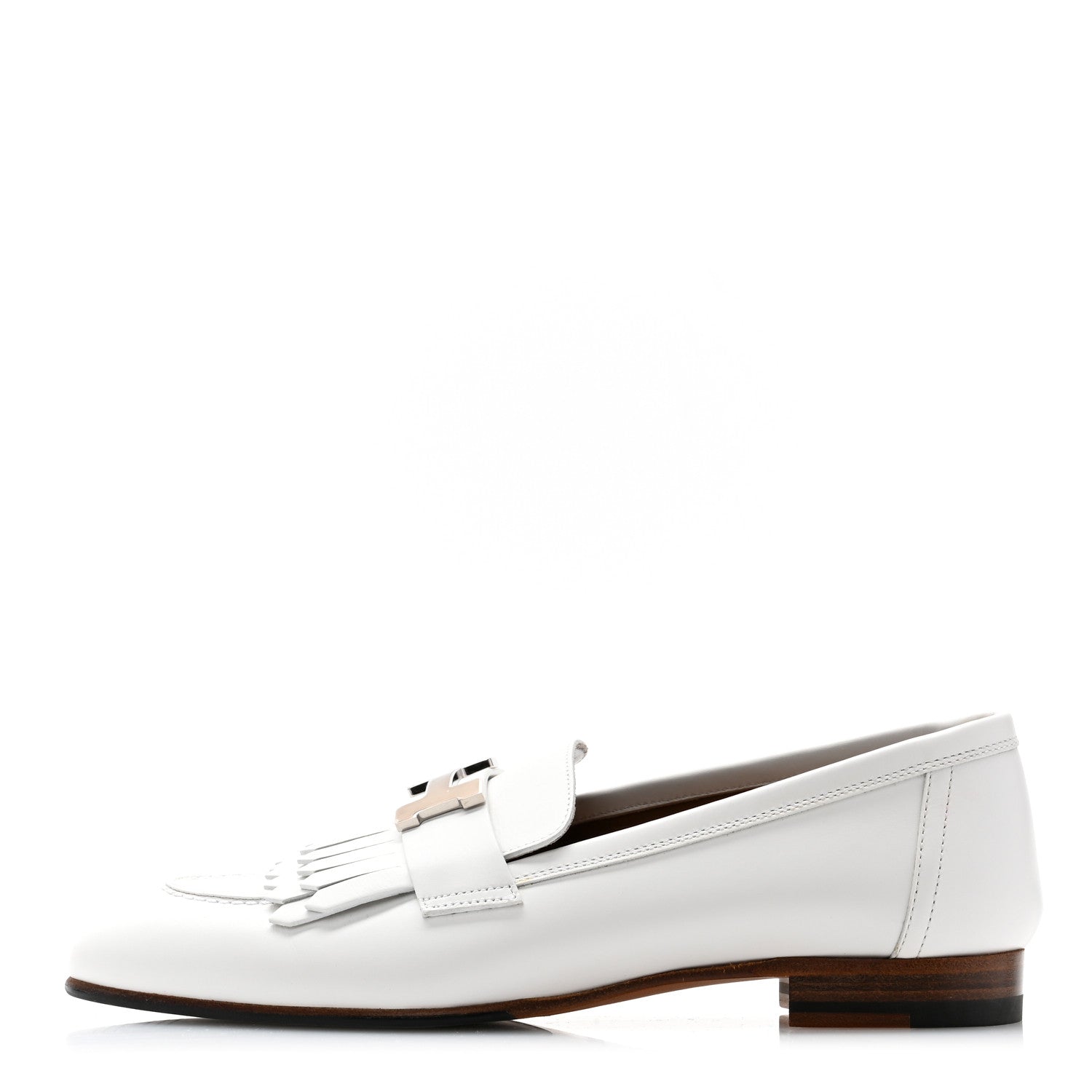 Hermes Calfskin Womens Royal Loafers 36 White 1 of 8