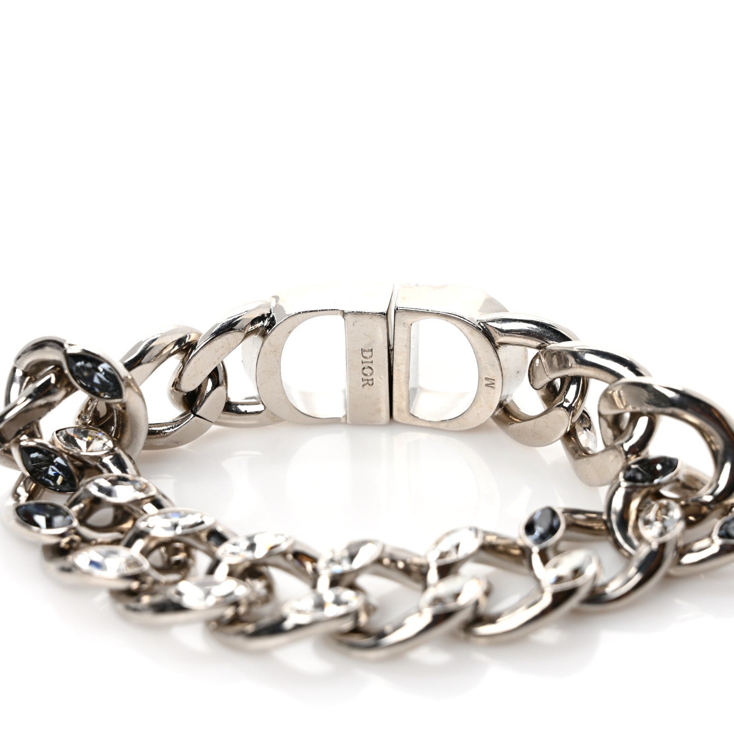 Brass Diamond CD Icon Chain Bracelet Silver
