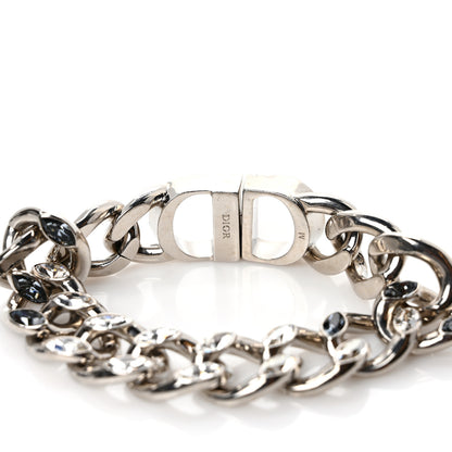 Christian Dior Brass Diamond CD Icon Chain Bracelet Silver 4 of 5