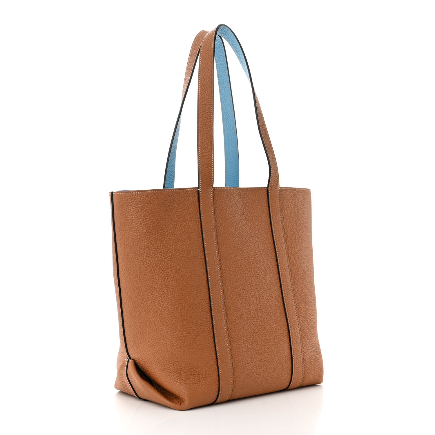 Moynat Taurillon Gex Calfskin Duo Vertical Reversible Tote Cannelle Azur 4 of 17