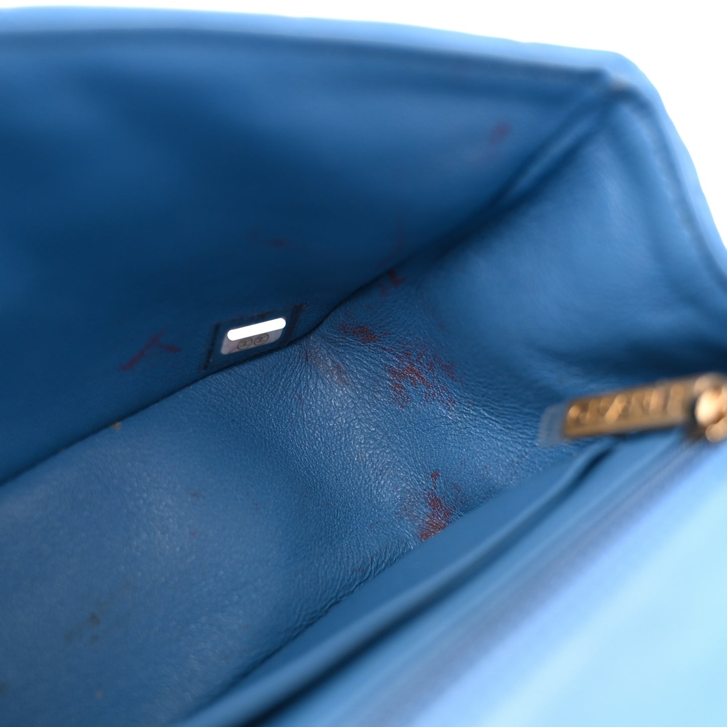 Lambskin Quilted Mini Rectangular Flap Blue