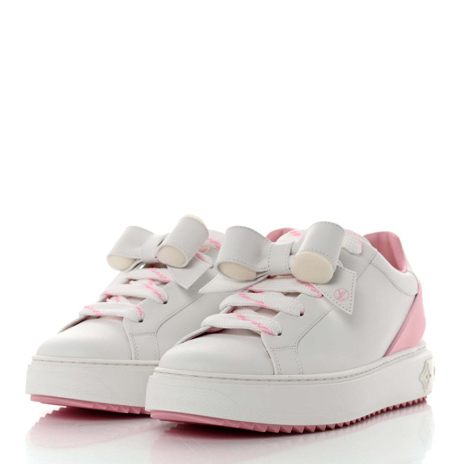 Louis Vuitton Calfskin Time Out Bow Sneakers 41 White Pink 3 of 9