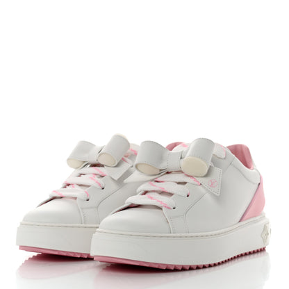 Louis Vuitton Calfskin Time Out Bow Sneakers 41 White Pink 3 of 9