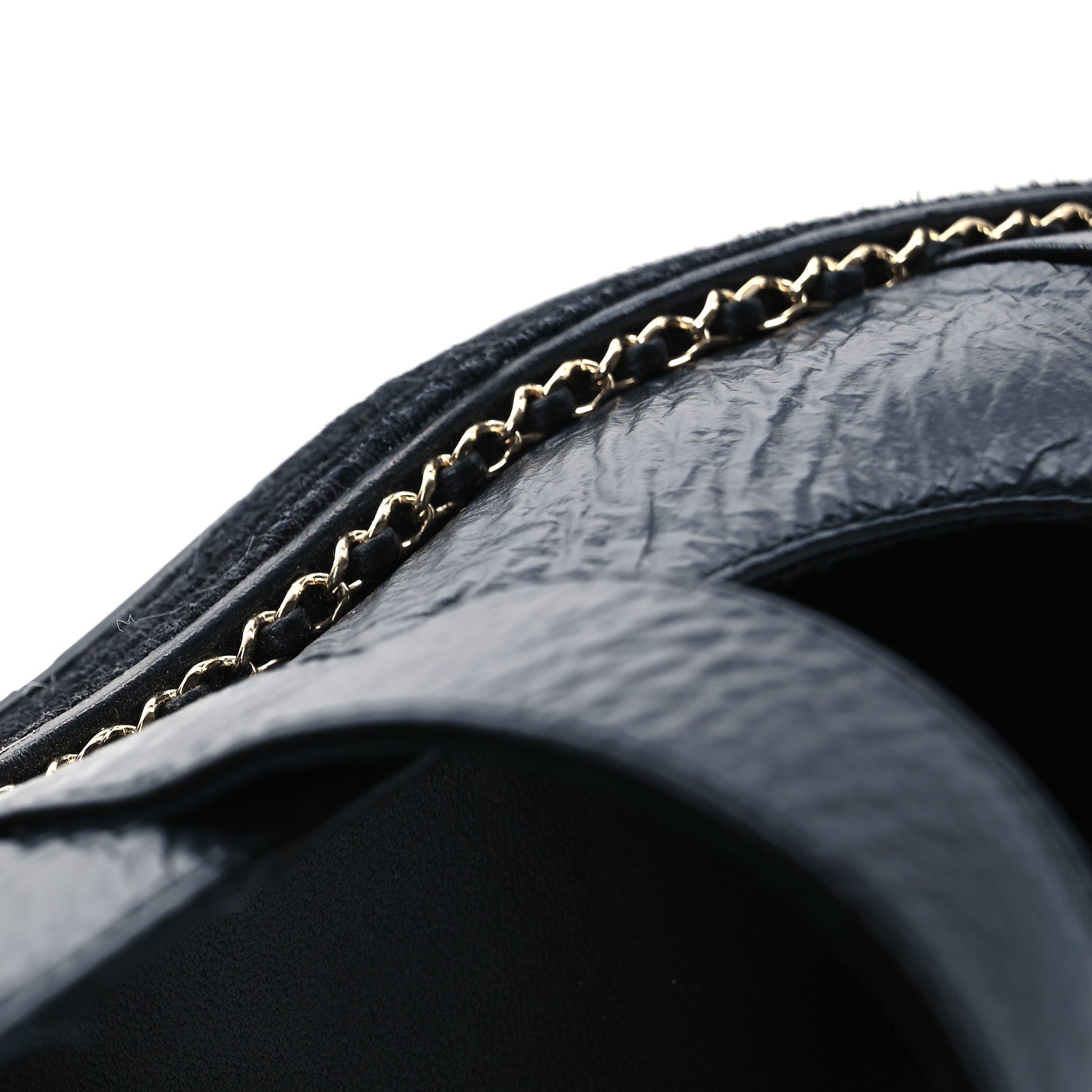 Chanel Crumpled Lambskin Cap Toe Chain CC Turnlock Mary Jane Flats 36 Black 16 of 16