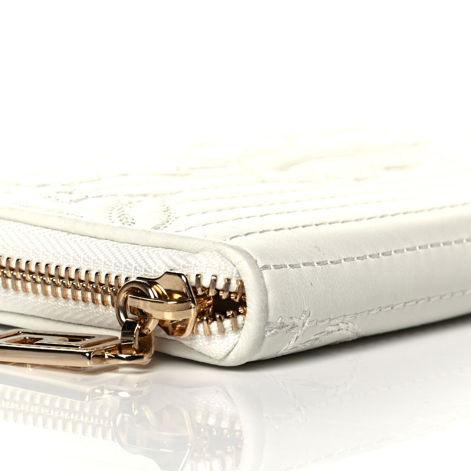 Versace Nappa Barocco Zip Around Wallet White 5 of 6