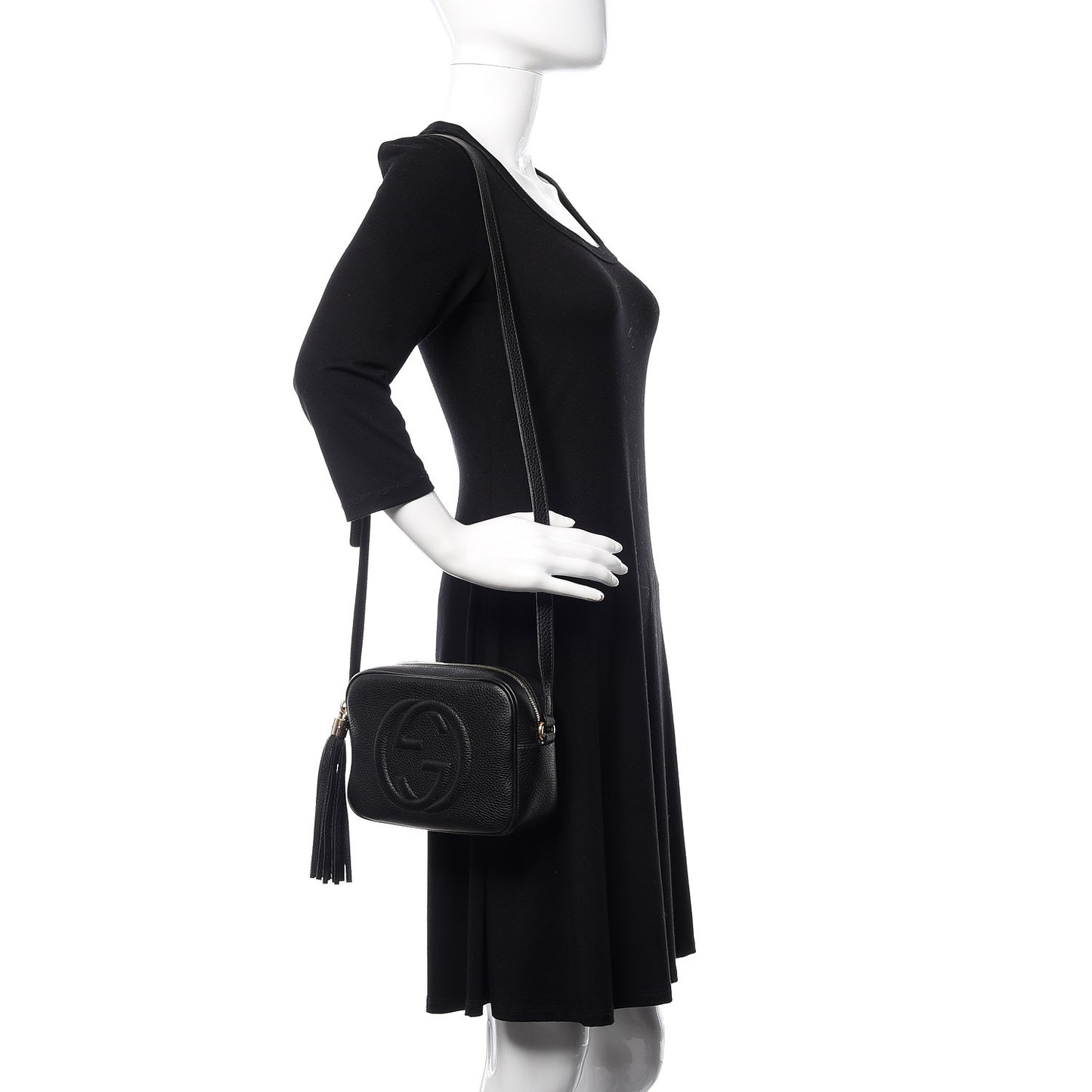 Pebbled Calfskin Small Soho Disco Bag Black