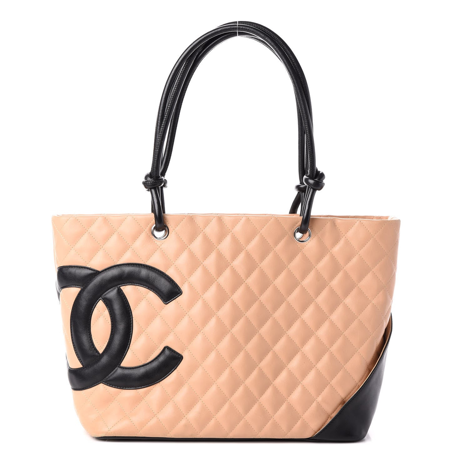 Chanel Calfskin Quilted Large Cambon Tote Beige Black 1 of 12