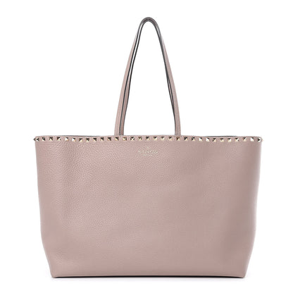 Valentino Garavani Grained Calfskin Rockstud Shoulder Tote Poudre 1 of 10