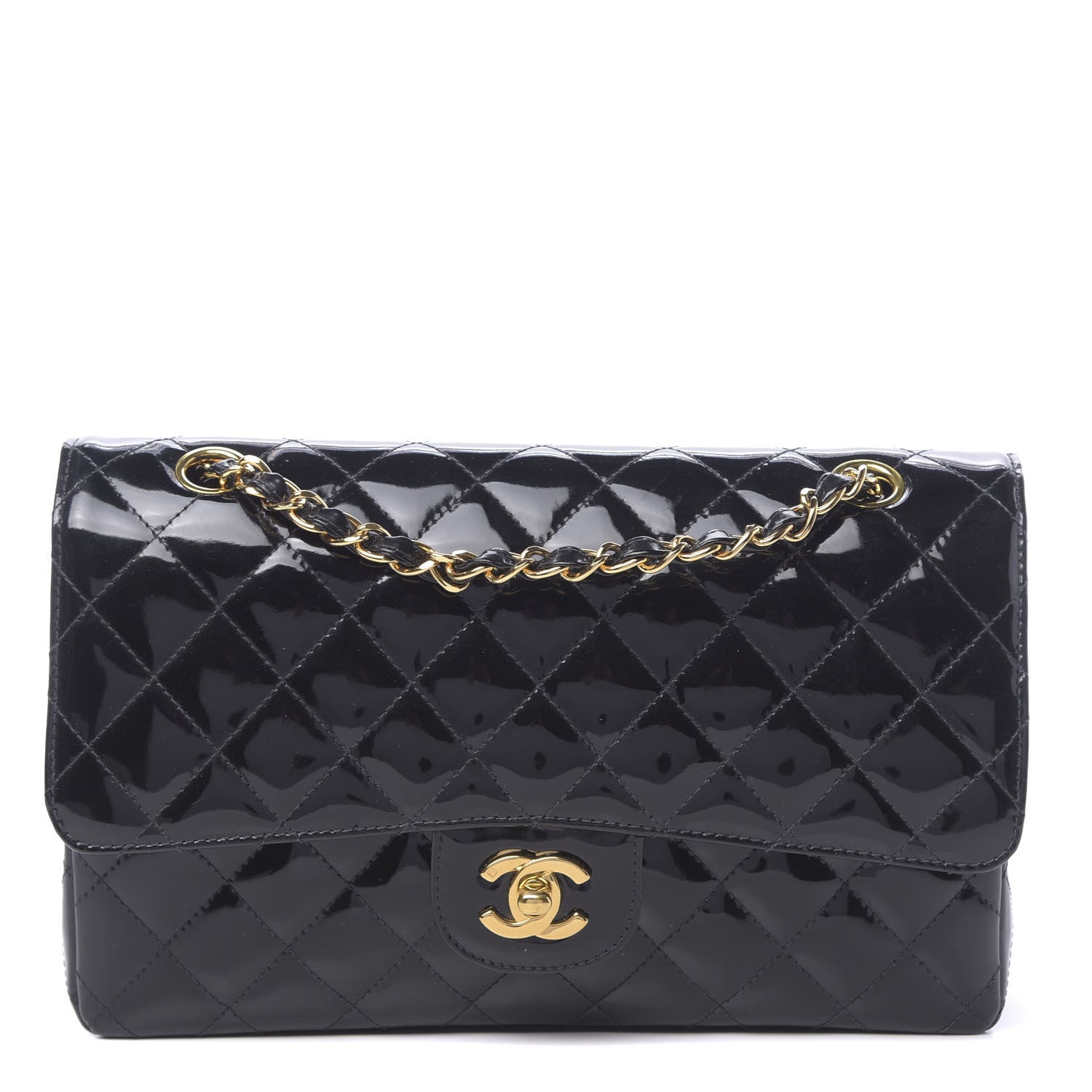 Chanel Patent Quilted Medium Double Flap Black 1 of 13