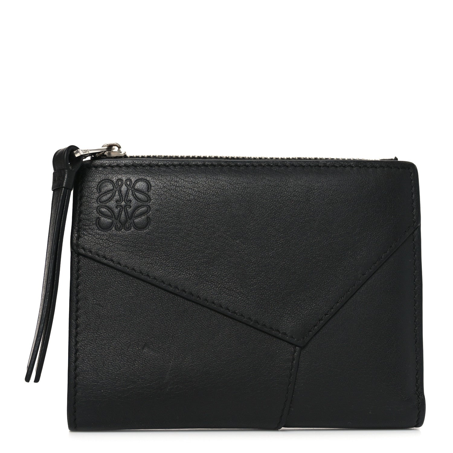 Loewe Calfskin Puzzle Zip Slim Compact Bi-Fold Wallet Black 1 of 6