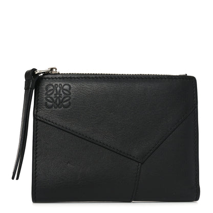 Loewe Calfskin Puzzle Zip Slim Compact Bi-Fold Wallet Black 1 of 6