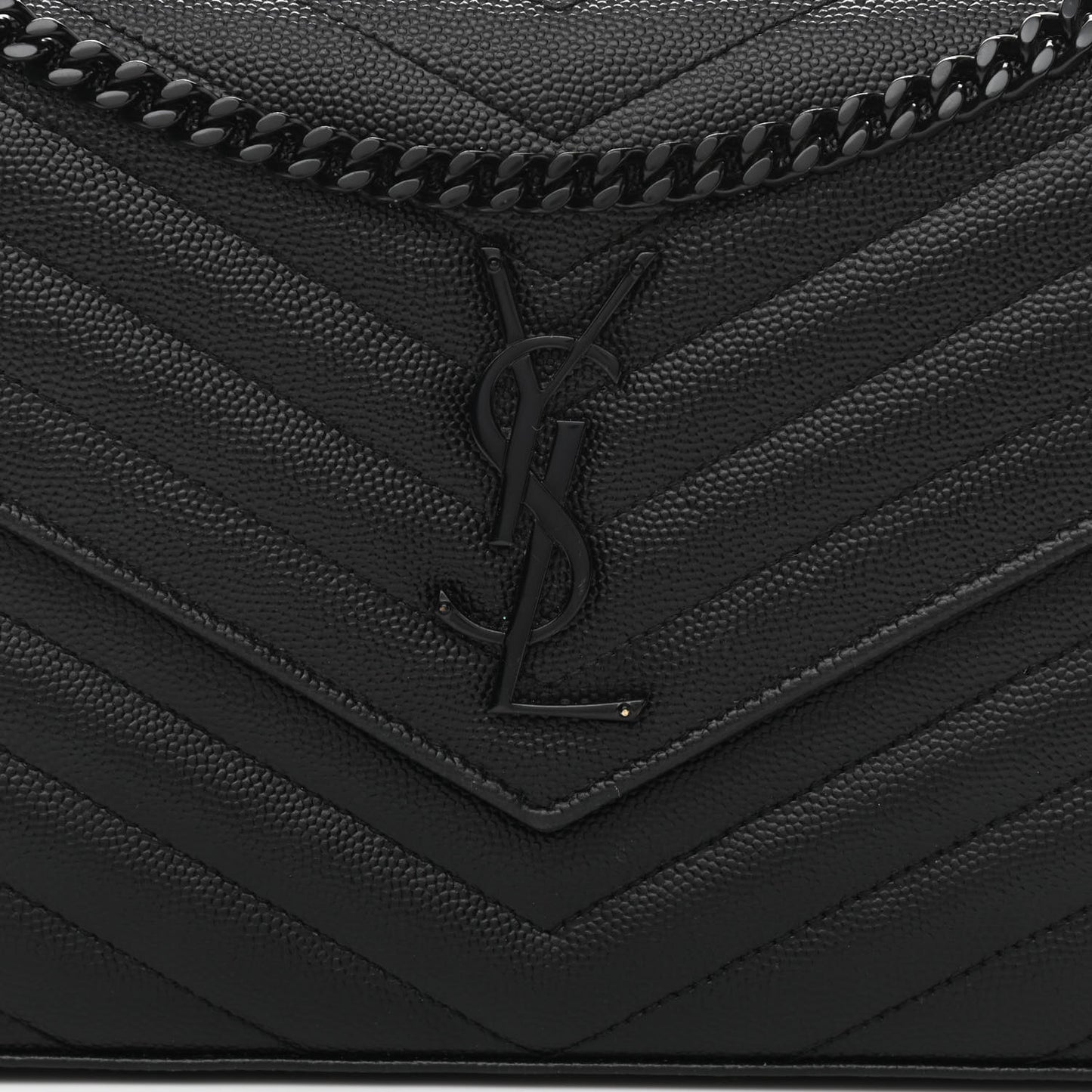 Grain De Poudre Matelasse Chevron Monogram Chain Wallet Black