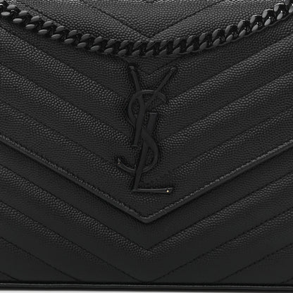 Saint Laurent Grain De Poudre Matelasse Chevron Monogram Chain Wallet Black 7 of 9
