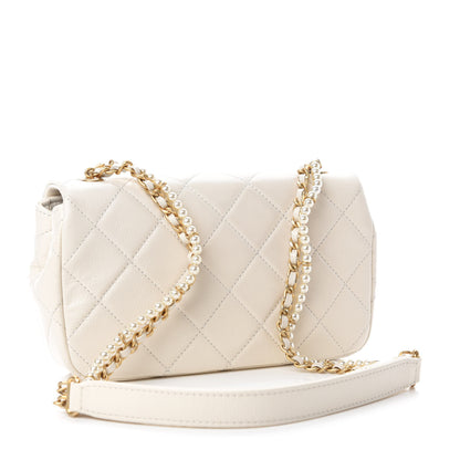 Chanel Calfskin Quilted Mini Crystal Pearls Rectangular Flap White 3 of 10