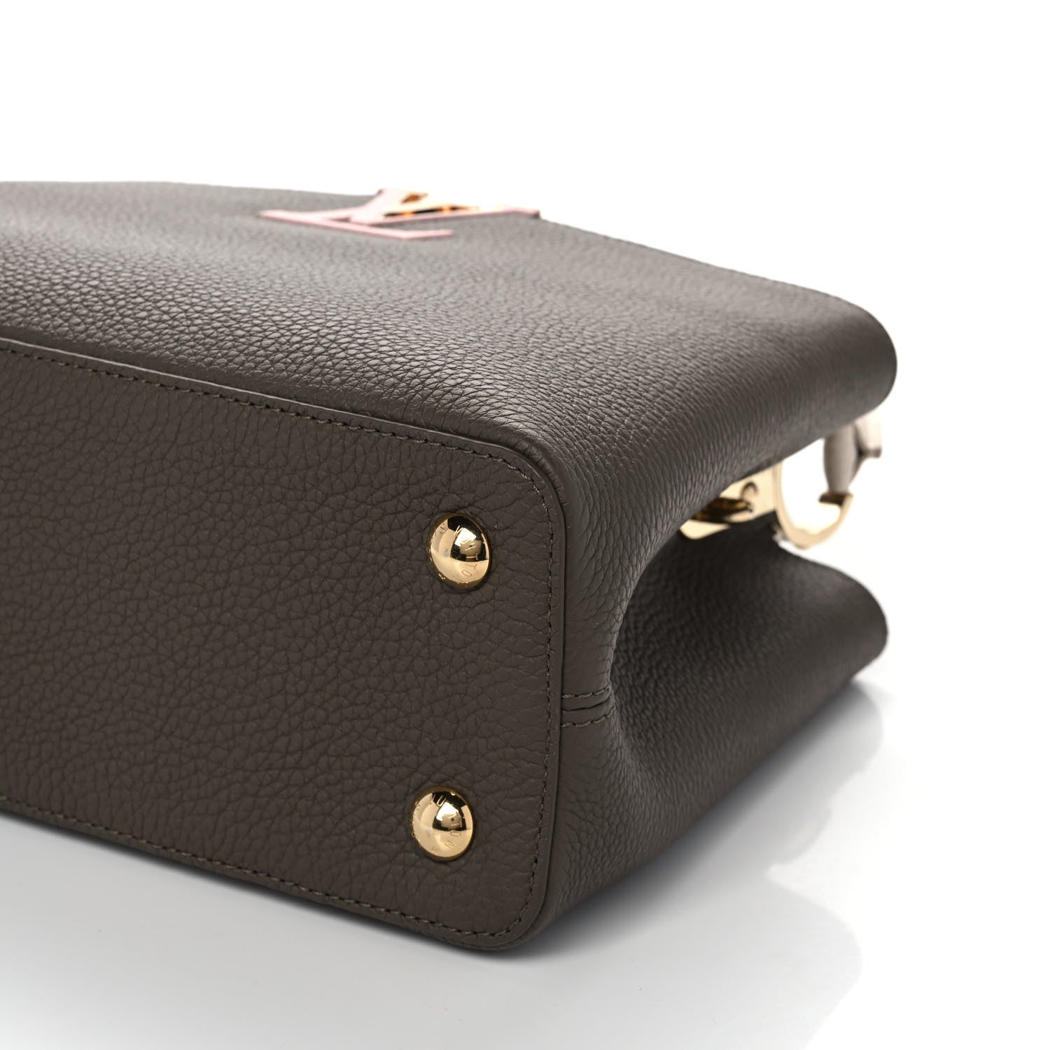 Louis Vuitton Taurillon Capucines MM Smokey Brown Green Creme Pink 8 of 8