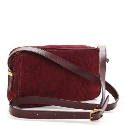 Saint Laurent Suede Monogram All Over Camera Bag Burgundy 3 of 10