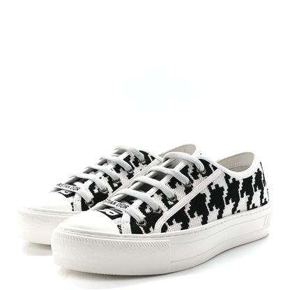 Christian Dior Canvas Macro Houndstooth Embroidered Womens Walk'N'Dior Low Top Sneakers 36 White Black 3 of 9