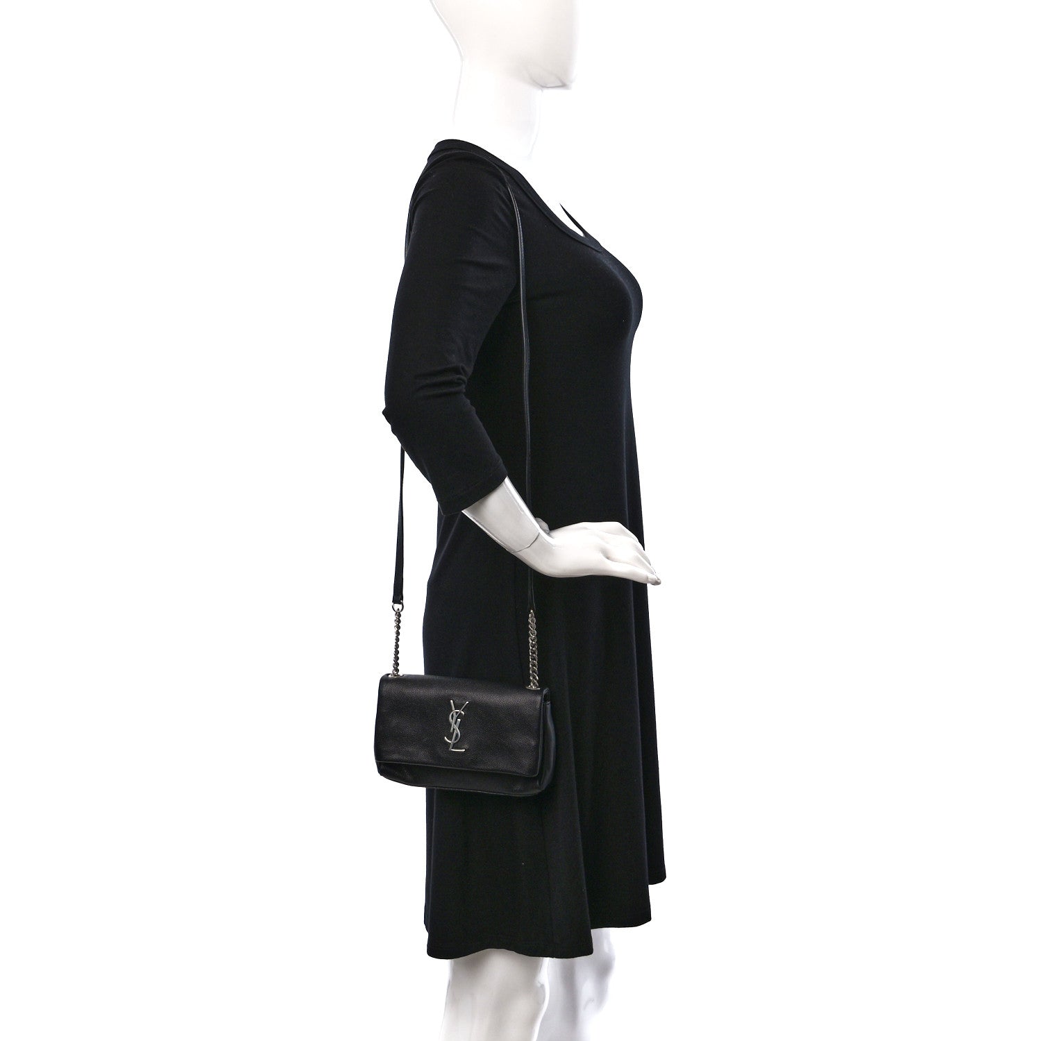 Saint Laurent Grain De Poudre Monogram Toy West Hollywood Fold-Over Bag Black 2 of 10