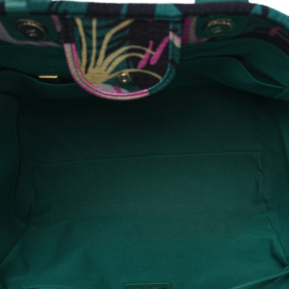 Chanel Velvet Calfskin Beaded Medium Deauville Tote Pink Green Black 6 of 10