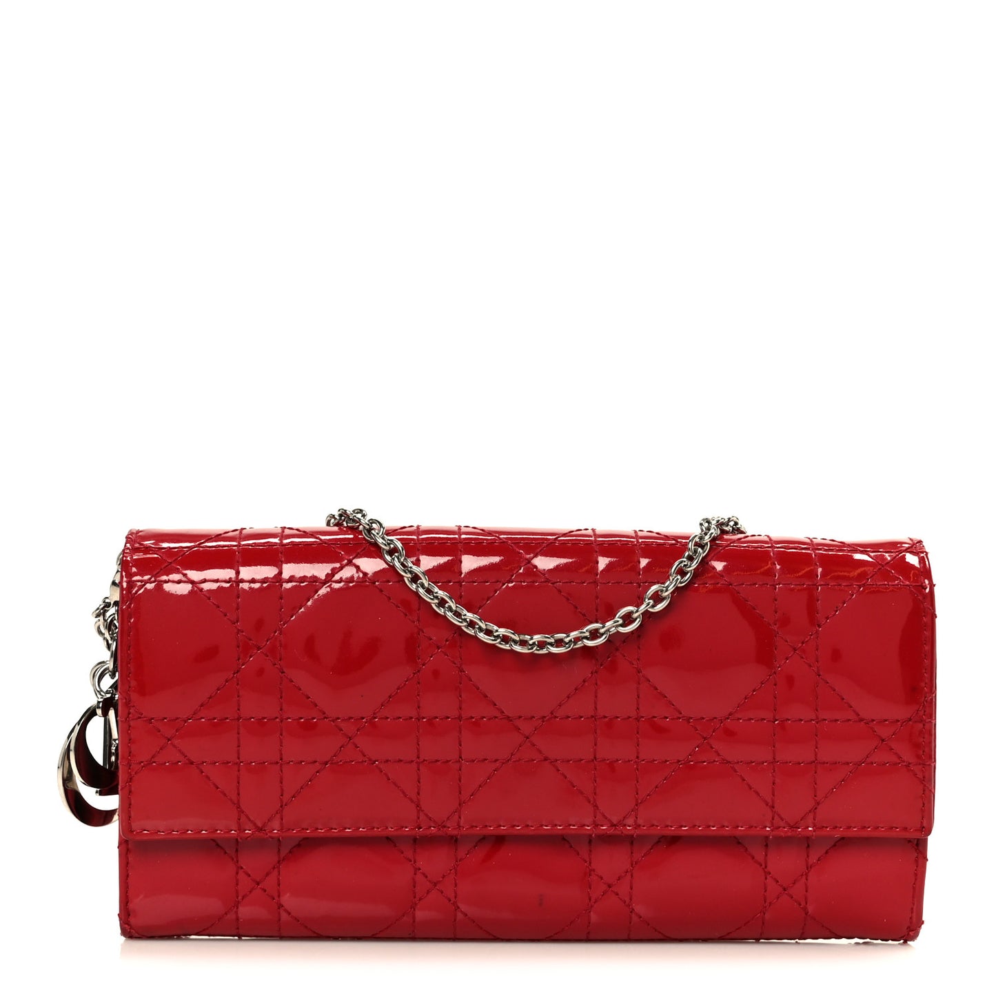 Patent Cannage Lady Dior Rendezvous Wallet On Chain Red