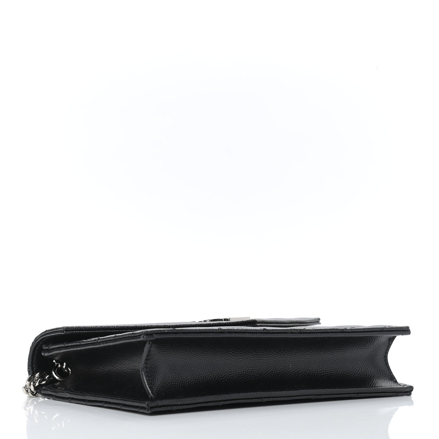Saint Laurent Grain De Poudre Matelasse Chevron Monogram Envelope Chain Wallet Black 3 of 10