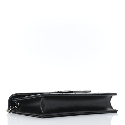 Saint Laurent Grain De Poudre Matelasse Chevron Monogram Envelope Chain Wallet Black 3 of 10