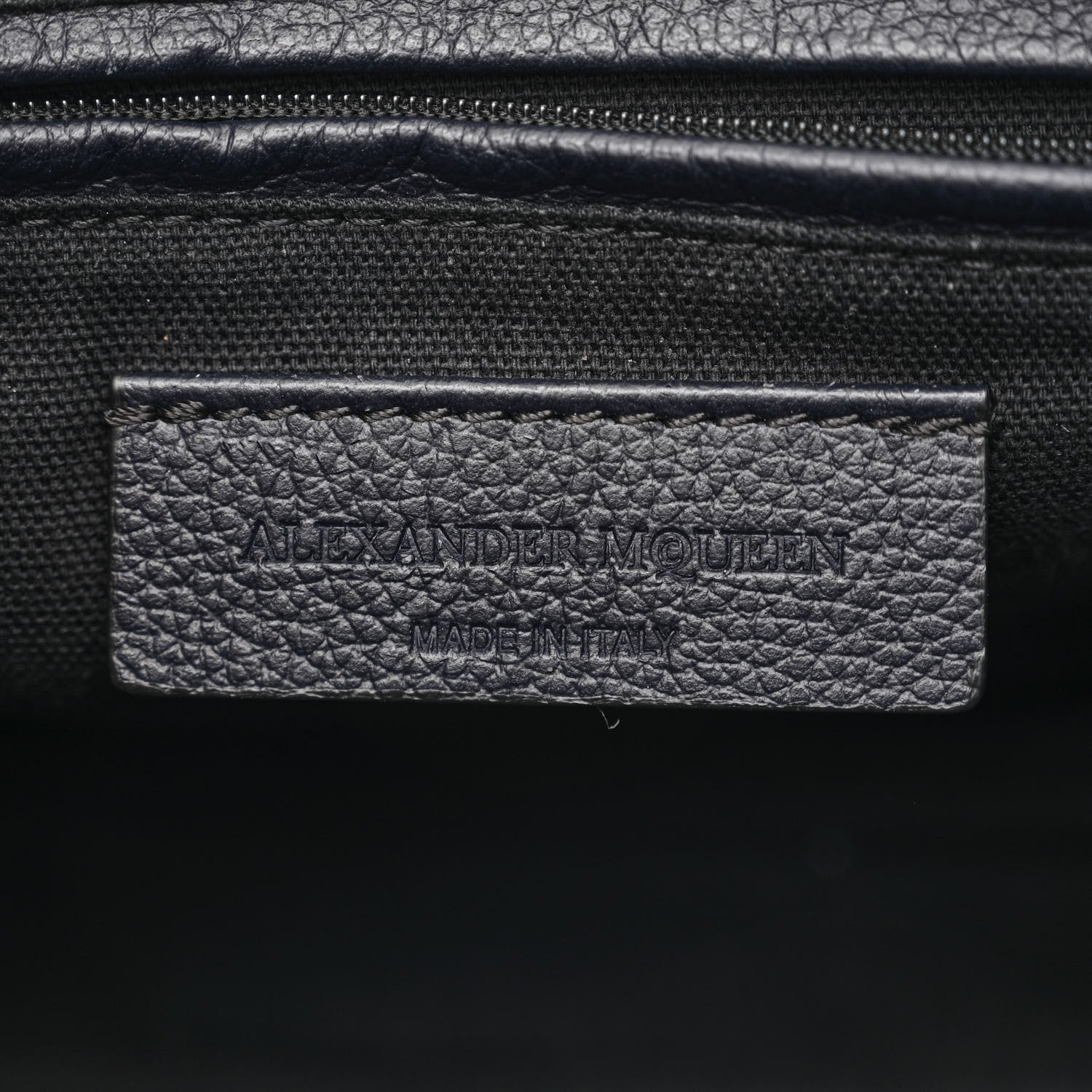 Alexander McQueen Pebbled Calfskin Small Skull Padlock Zip Around Tote Navy 6 of 10